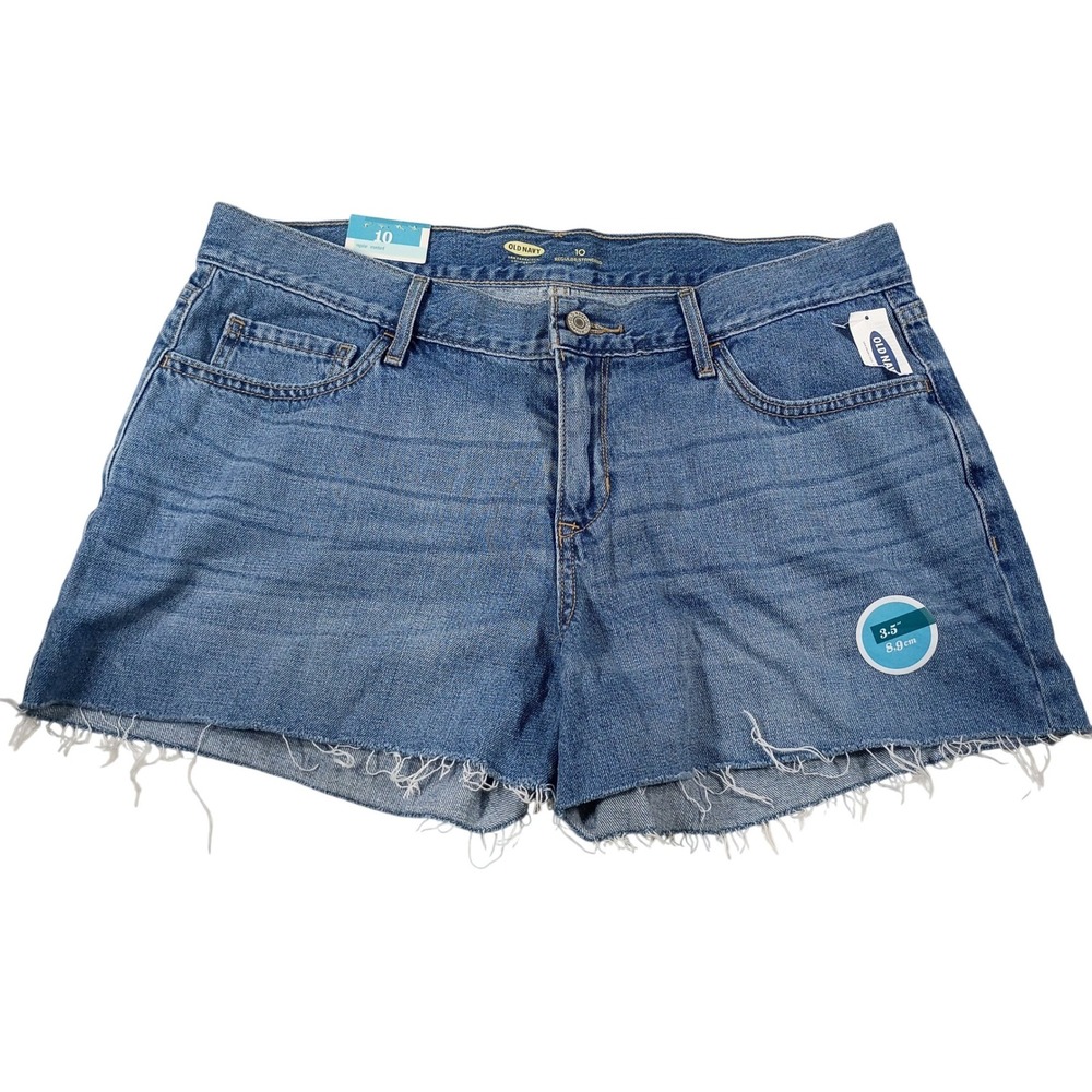 Old Navy Denim Shorts Women 10 Blue NEW 3.5" Inseam Raw Hem High Rise Cutoffs
